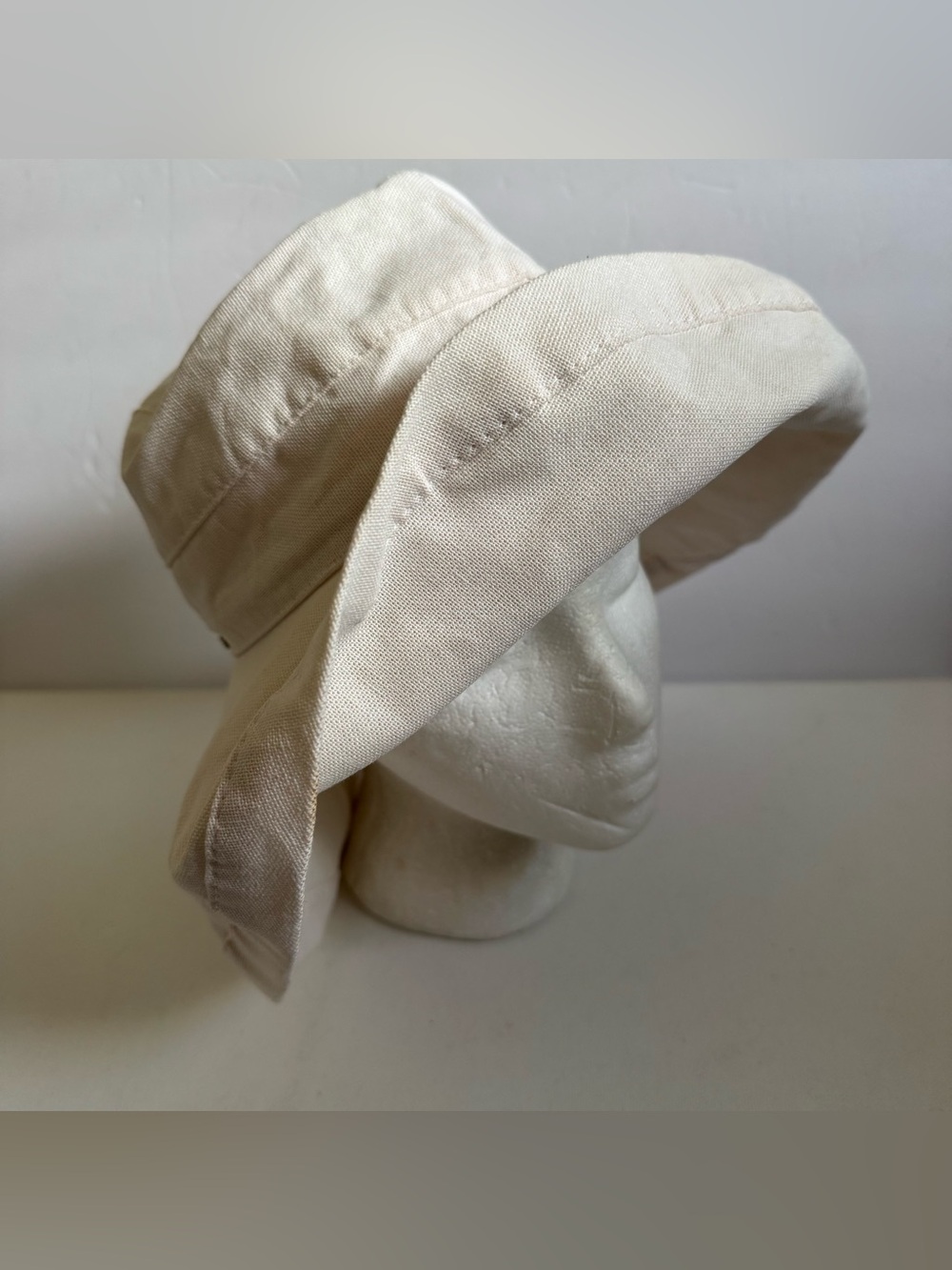 Scala Collezione UPF 50+ Cotton Big Brim Sun Hat Ivory Floppy Beach Resort OS - Picture 4 of 13